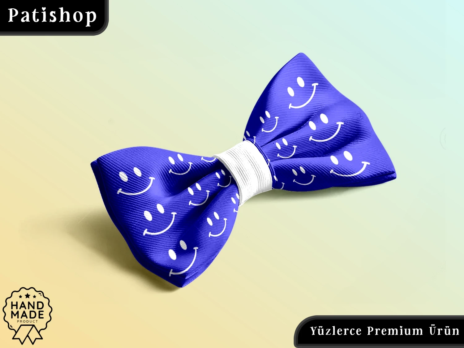 Mit Smiley-Gesicht gemusterte, bedruckte, verstellbare, luxuriöse Haustier-Fliege – Patishop