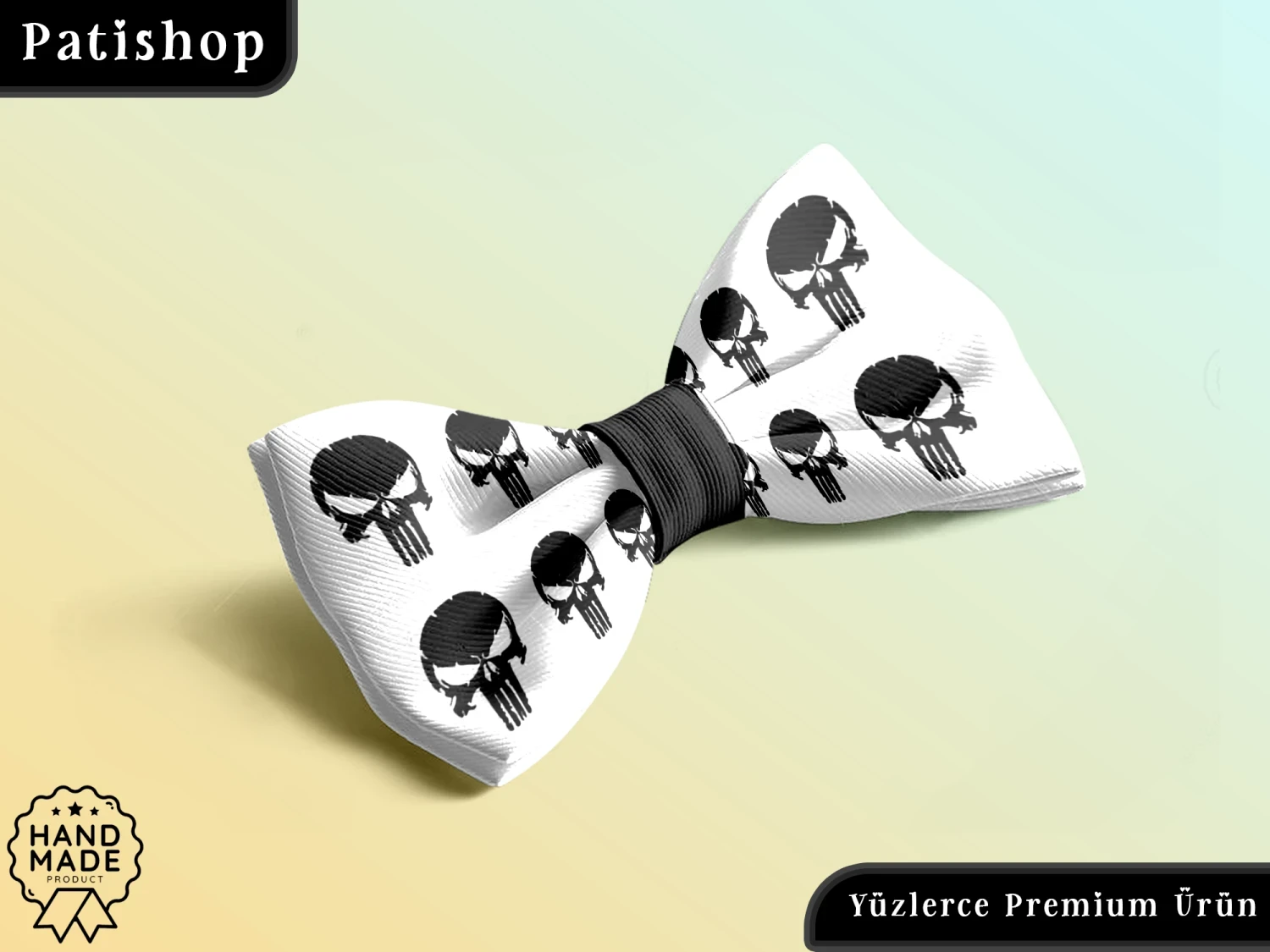 Verstellbare Luxus-Haustierfliege mit Totenkopfmuster, bedruckt – Patishop
